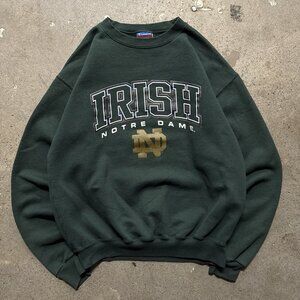 Vintage Y2K Notre Dame Champion Spellout Sweatshirt Size Small